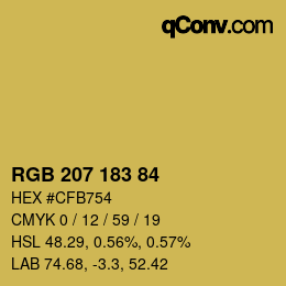 Farbcode: RGB 207 183 84 | qconv.com