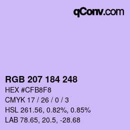 カラーコード: RGB 207 184 248 | qconv.com