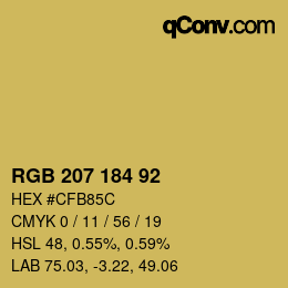 カラーコード: RGB 207 184 92 | qconv.com