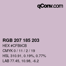 Color code: RGB 207 185 203 | qconv.com