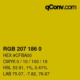 Color code: RGB 207 186 0 | qconv.com