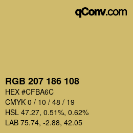 Color code: RGB 207 186 108 | qconv.com