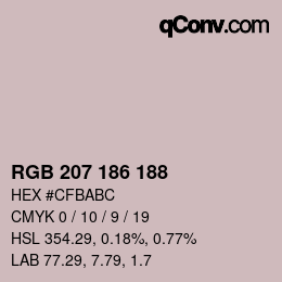 Color code: RGB 207 186 188 | qconv.com