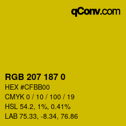 Color code: RGB 207 187 0 | qconv.com