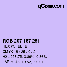 Color code: RGB 207 187 251 | qconv.com