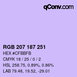 Color code: RGB 207 187 251 | qconv.com