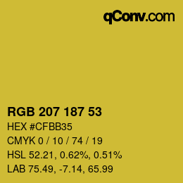 颜色代码: RGB 207 187 53 | qconv.com