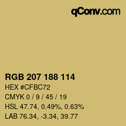 颜色代码: RGB 207 188 114 | qconv.com