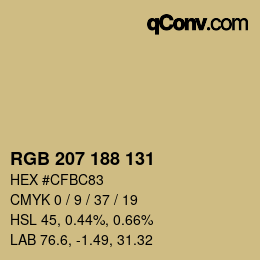 颜色代码: RGB 207 188 131 | qconv.com