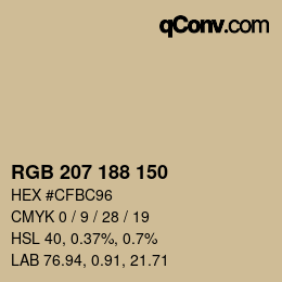 Code couleur: RGB 207 188 150 | qconv.com
