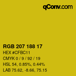 Color code: RGB 207 188 17 | qconv.com