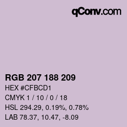 Color code: RGB 207 188 209 | qconv.com