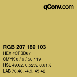 カラーコード: RGB 207 189 103 | qconv.com