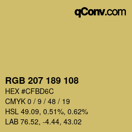 カラーコード: RGB 207 189 108 | qconv.com
