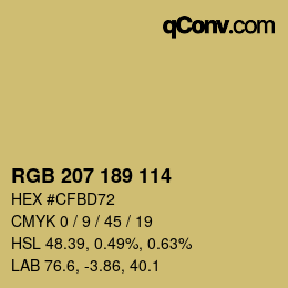 颜色代码: RGB 207 189 114 | qconv.com