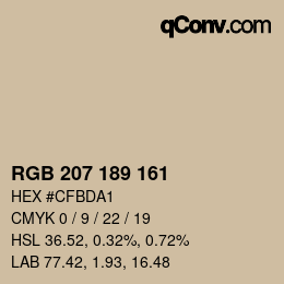 カラーコード: RGB 207 189 161 | qconv.com