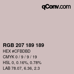 Color code: RGB 207 189 189 | qconv.com