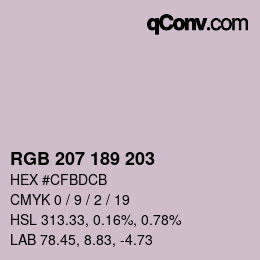 Color code: RGB 207 189 203 | qconv.com