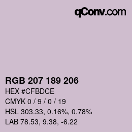 Color code: RGB 207 189 206 | qconv.com