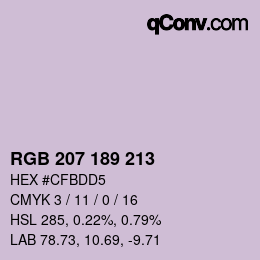 カラーコード: RGB 207 189 213 | qconv.com