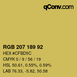カラーコード: RGB 207 189 92 | qconv.com