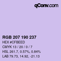Color code: RGB 207 190 237 | qconv.com
