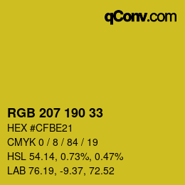 Color code: RGB 207 190 33 | qconv.com