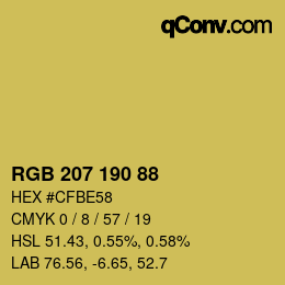 カラーコード: RGB 207 190 88 | qconv.com