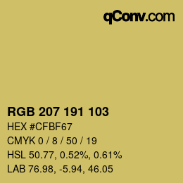 Color code: RGB 207 191 103 | qconv.com