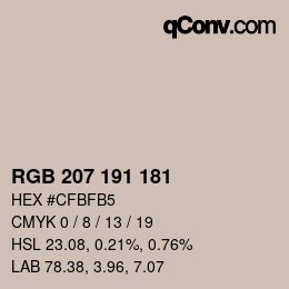 カラーコード: RGB 207 191 181 | qconv.com