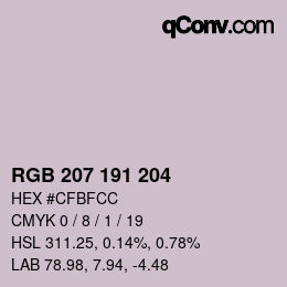 カラーコード: RGB 207 191 204 | qconv.com