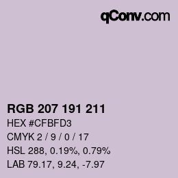 カラーコード: RGB 207 191 211 | qconv.com
