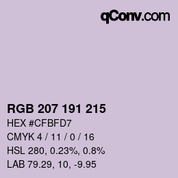 Color code: RGB 207 191 215 | qconv.com