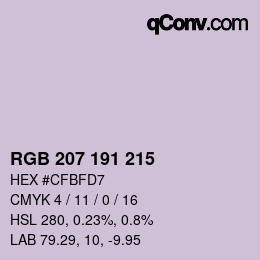 Code couleur: RGB 207 191 215 | qconv.com