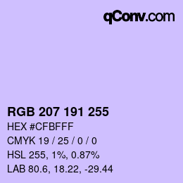 Color code: RGB 207 191 255 | qconv.com