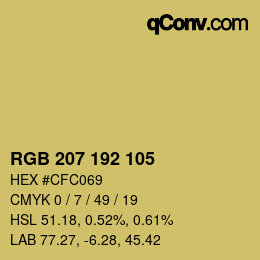 颜色代码: RGB 207 192 105 | qconv.com
