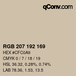 カラーコード: RGB 207 192 169 | qconv.com