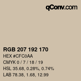 Color code: RGB 207 192 170 | qconv.com