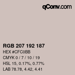 カラーコード: RGB 207 192 187 | qconv.com