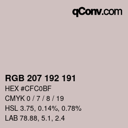 カラーコード: RGB 207 192 191 | qconv.com