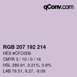 Color code: RGB 207 192 214 | qconv.com