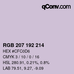 カラーコード: RGB 207 192 214 | qconv.com
