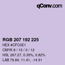 カラーコード: RGB 207 192 225 | qconv.com