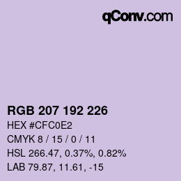 Color code: RGB 207 192 226 | qconv.com