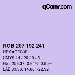 Color code: RGB 207 192 241 | qconv.com