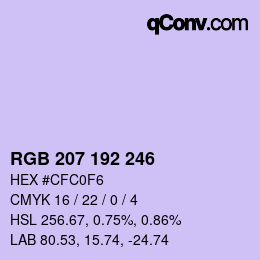 カラーコード: RGB 207 192 246 | qconv.com