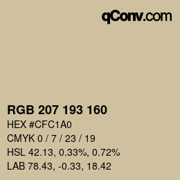 Color code: RGB 207 193 160 | qconv.com
