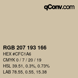 Código de color: RGB 207 193 166 | qconv.com