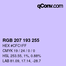 Color code: RGB 207 193 255 | qconv.com