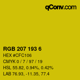 カラーコード: RGB 207 193 6 | qconv.com